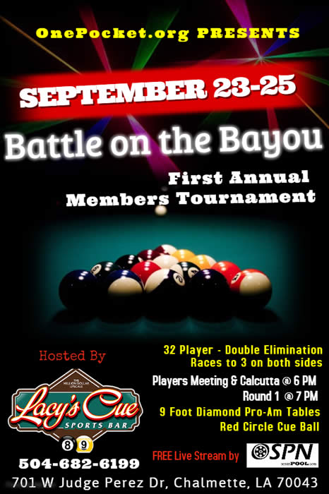 OnePocket.org Members Tournament flier