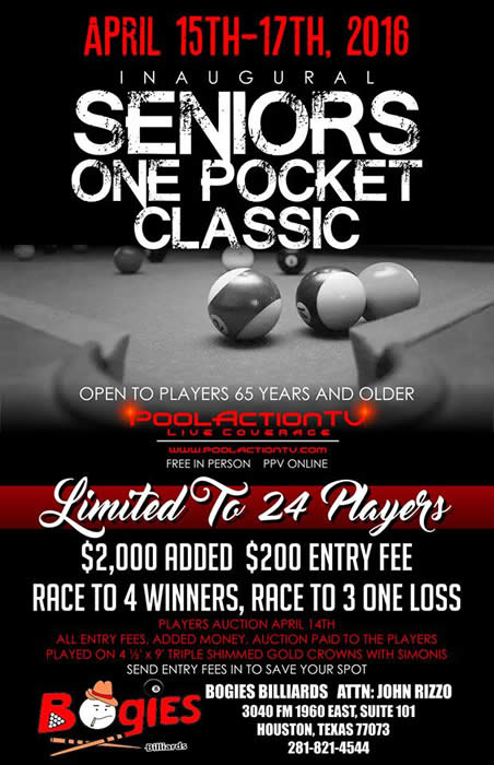 Senior One Pocket Classic 2016 Bogies Billiards