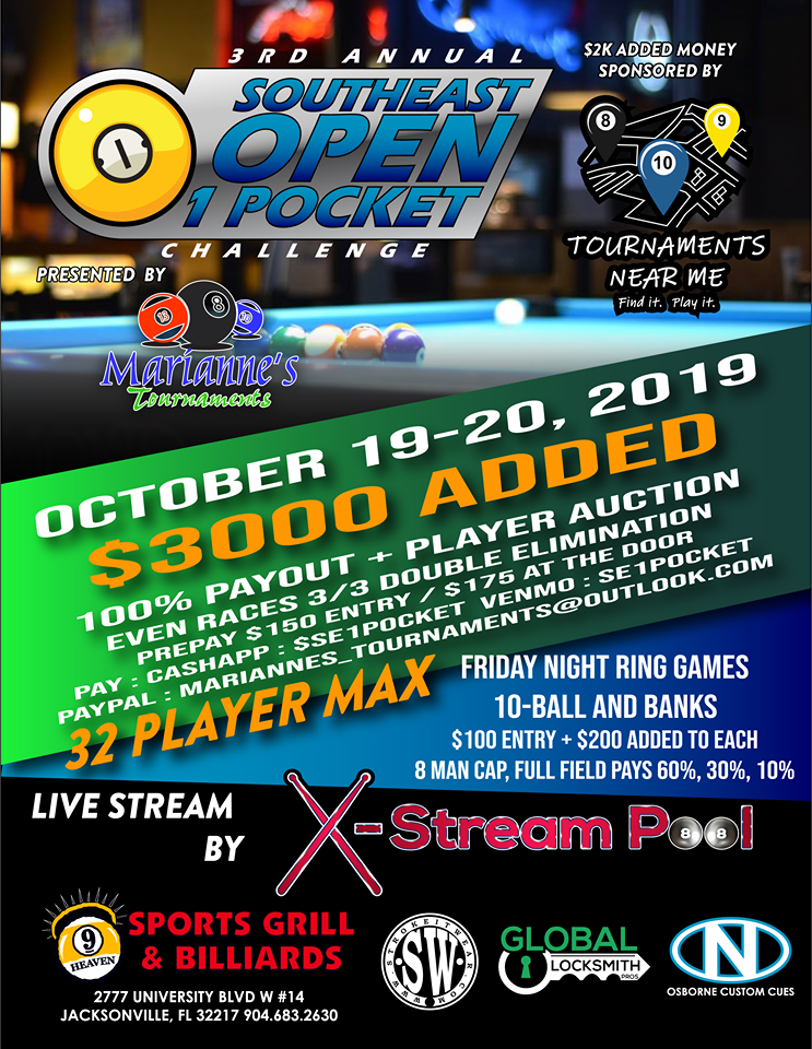 3rd Annual Southeast Open 1 Pocket Challenge